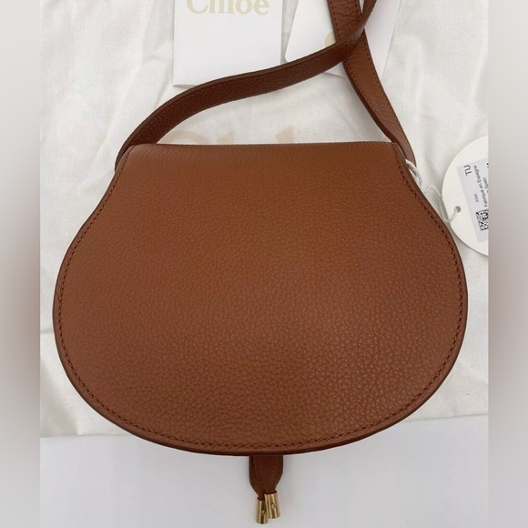 BRAND NEW CHLOE MARCIE CROSSBODY TAN LEATHER BAG PURSE - Picture 8 of 14